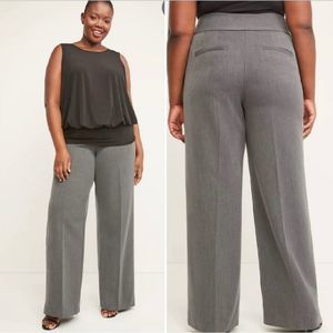 Lane Bryant NWT Houston Classic Relaxed Fit Wide Leg Trousers Pinstripe Gray 18